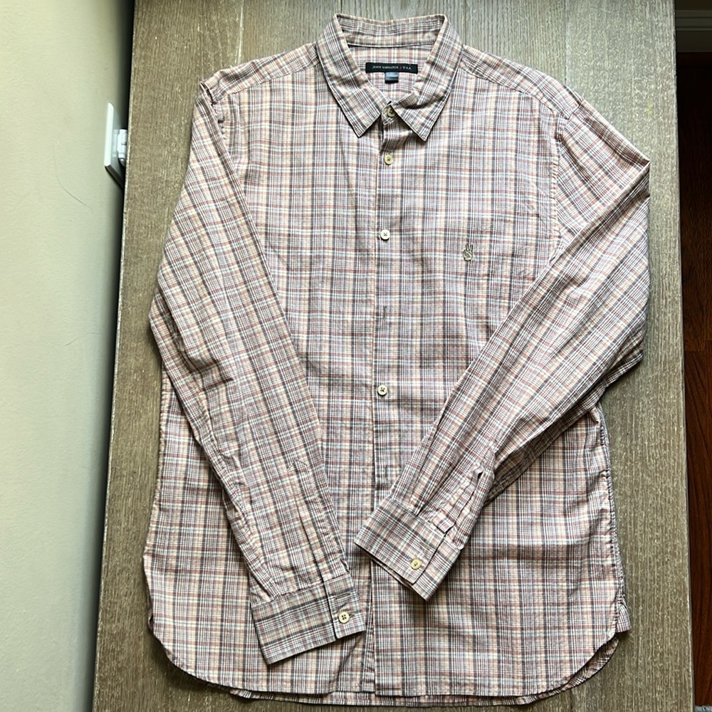 NWOT John Varvatos Star USA Long Sleeve Plaid Cotton Button-Down Shirt